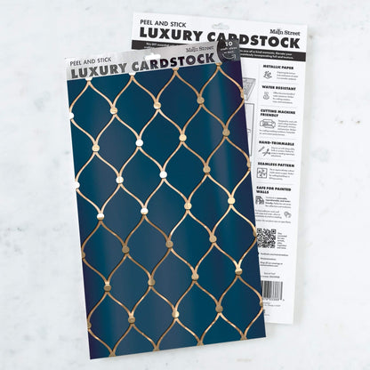 Impressive Geometry – Peel and Stick Craft Panel 10 x 15" in Navy & Gold Embossed Foil