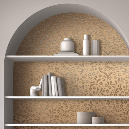 Natural Reflection – Peel and Stick Embossed Wallpaper Panels 17.25" x 10", Metallic Gold Floral
