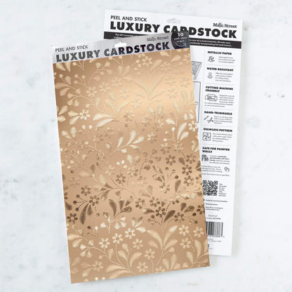 Natural Reflection – Peel and Stick Embossed Wallpaper Panels 17.25" x 10", Metallic Gold Floral