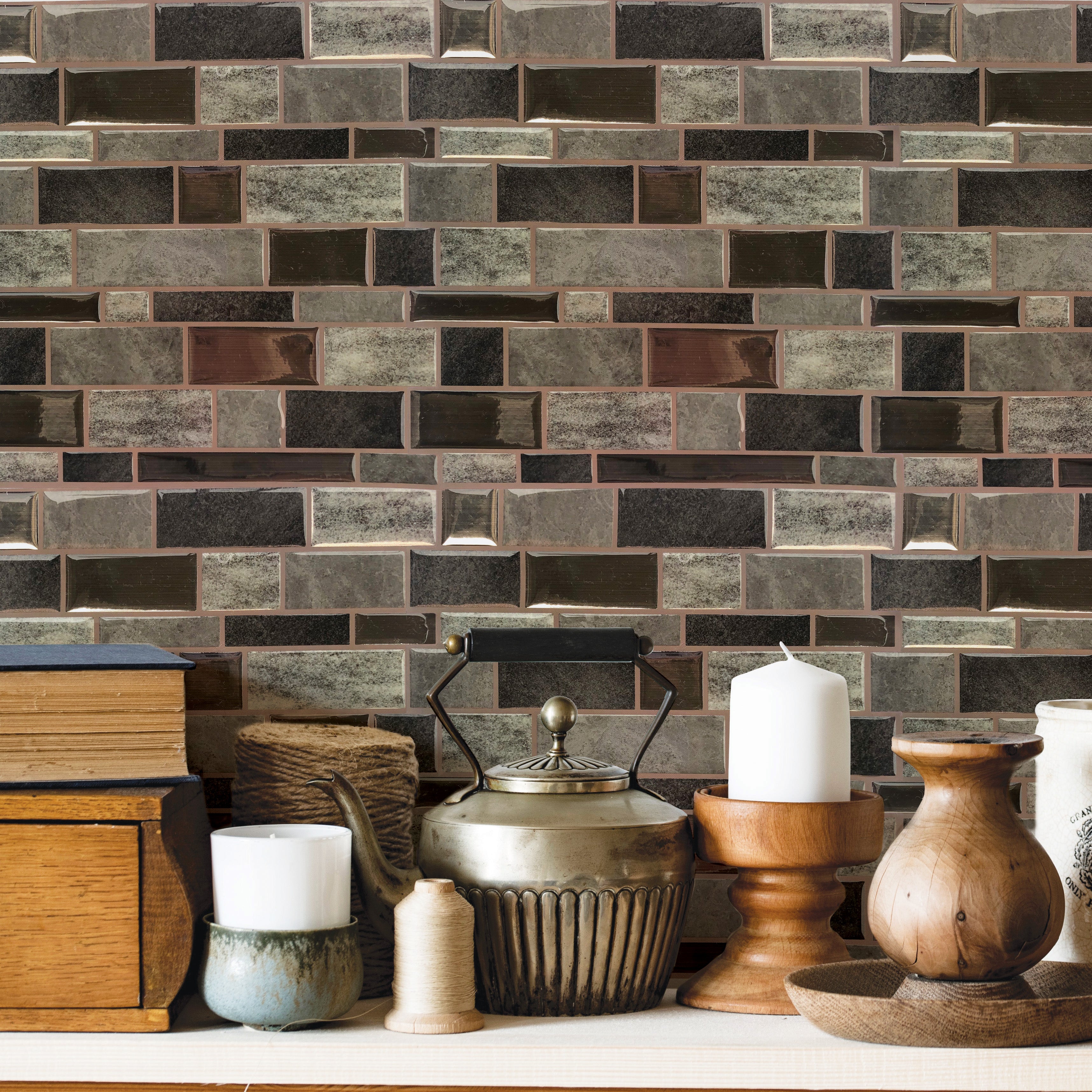 Earth Grey Mosaic Peel and Stick Backsplash Tile - 4 Pack or 8 Pack