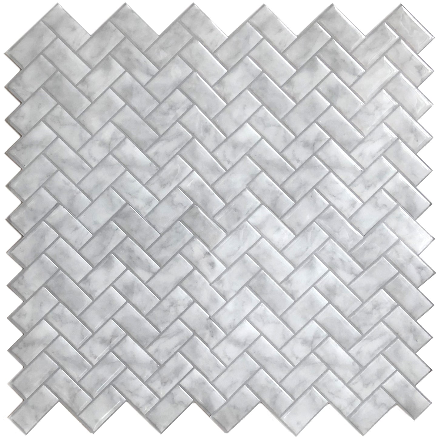 Marble Herringbone – Peel and Stick Backsplash Tile in Sculpted Faux Marble Finish
