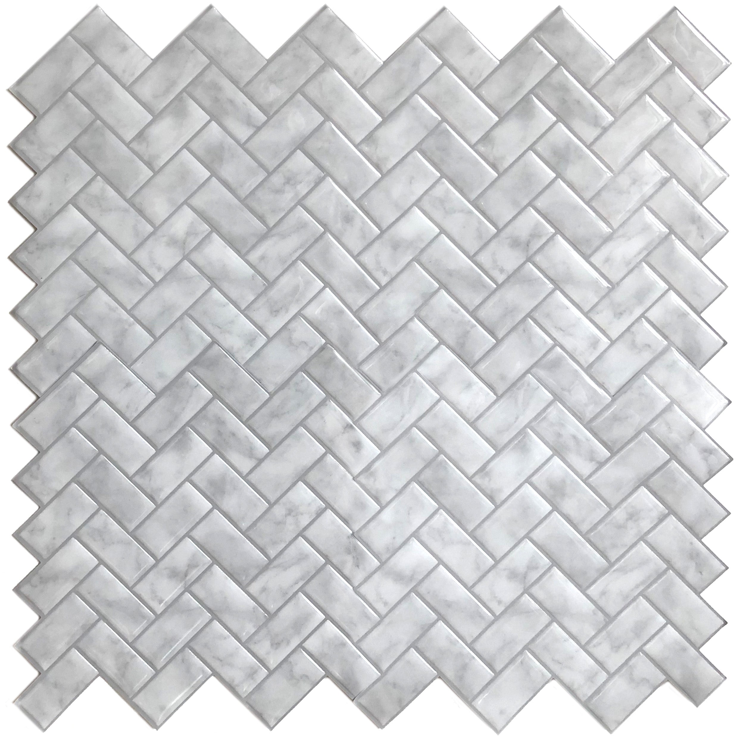 Marble Herringbone Peel and Stick Backsplash Tile - 4 Pack or 8 Pack
