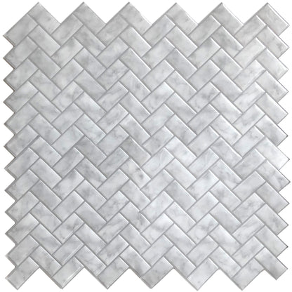 Marble Herringbone – Peel and Stick Backsplash Tile in Sculpted Faux Marble Finish