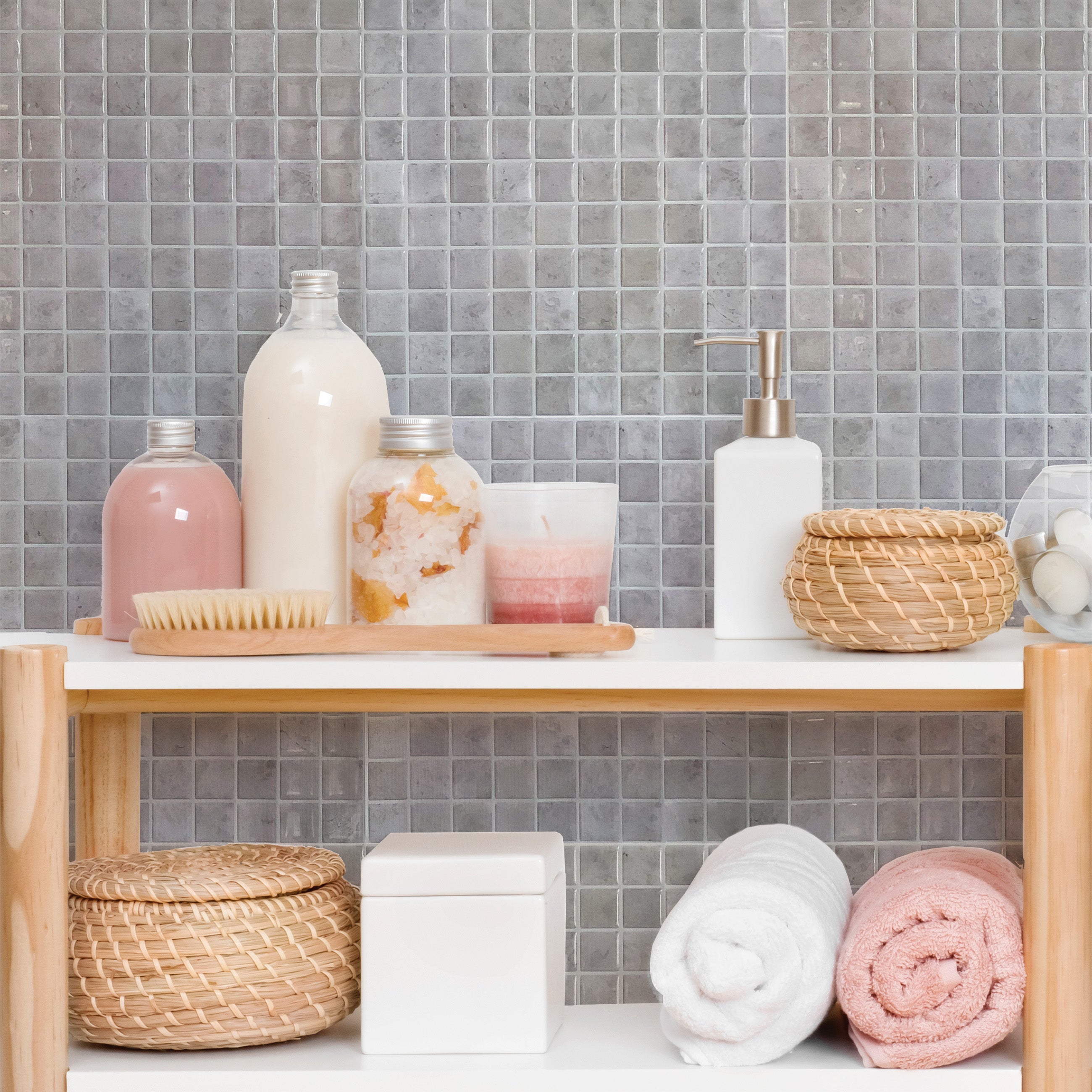 Mini Mosaic Stone Peel and Stick Backsplash Tile - 4 Pack or 8 Pack