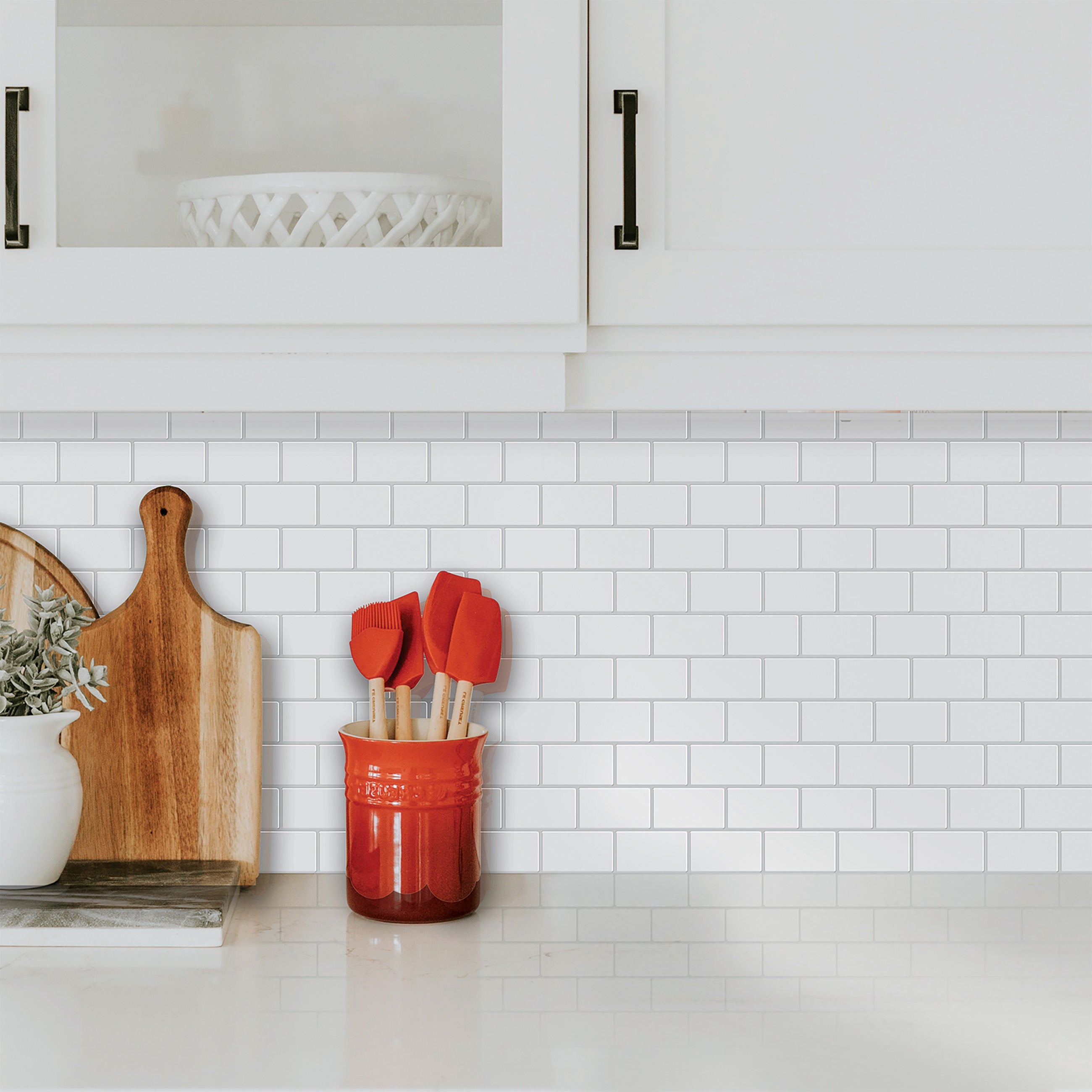 White Subway Backsplash Peel and Stick Backsplash Tile - 4 Pack or 8 Pack