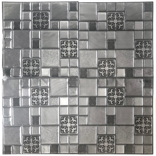 Silver Mosaic – Peel and Stick Backsplash Tile in Sculpted Metallic Finish