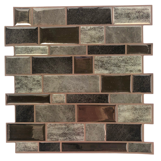 Earth Grey Mosaic – Peel and Stick Backsplash Tile in Sculpted Faux Stone Finish