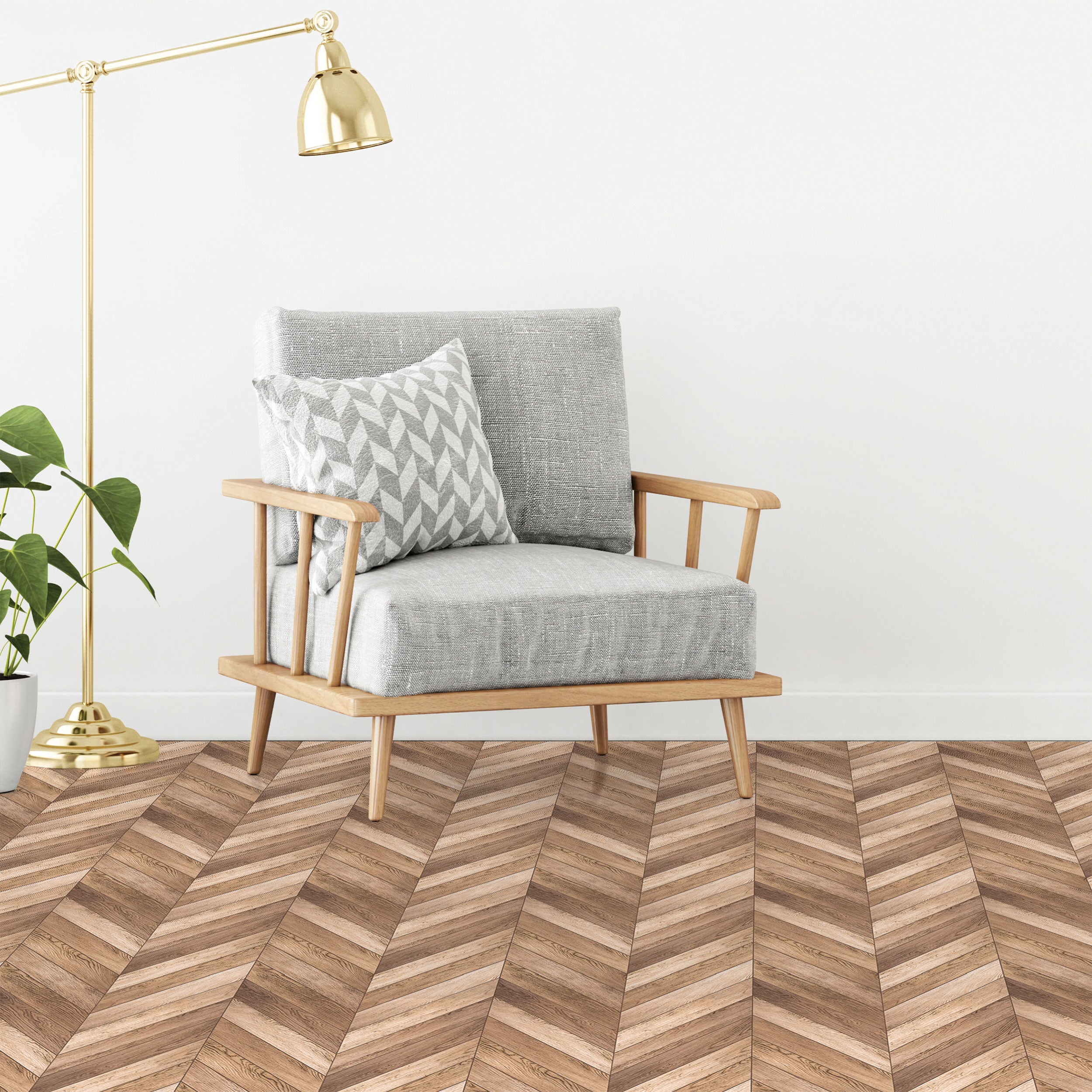 Herringbone Wood Peel and Stick Floor Tiles - 6 Pack