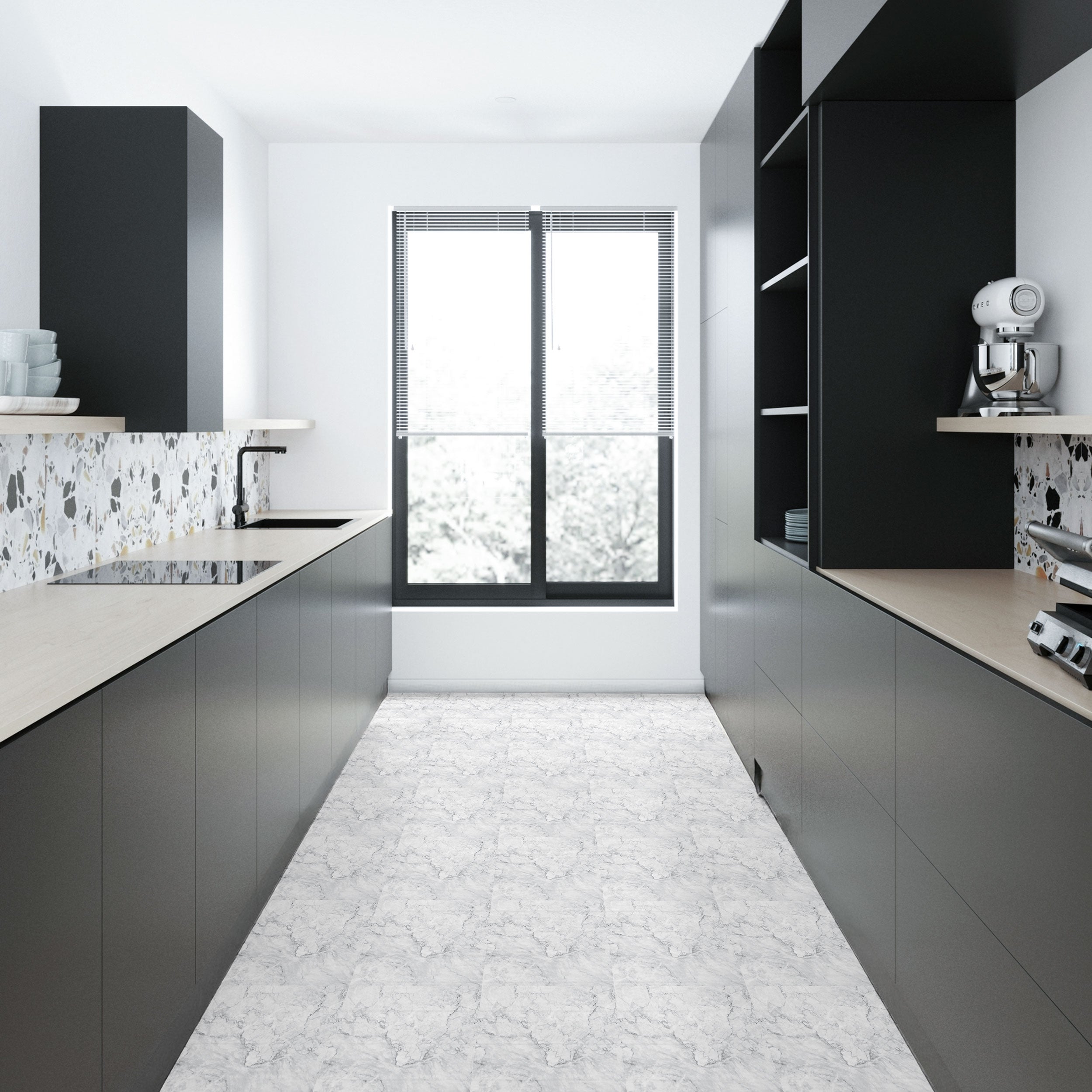 Marble Peel and Stick Floor Tiles - 6 Pack