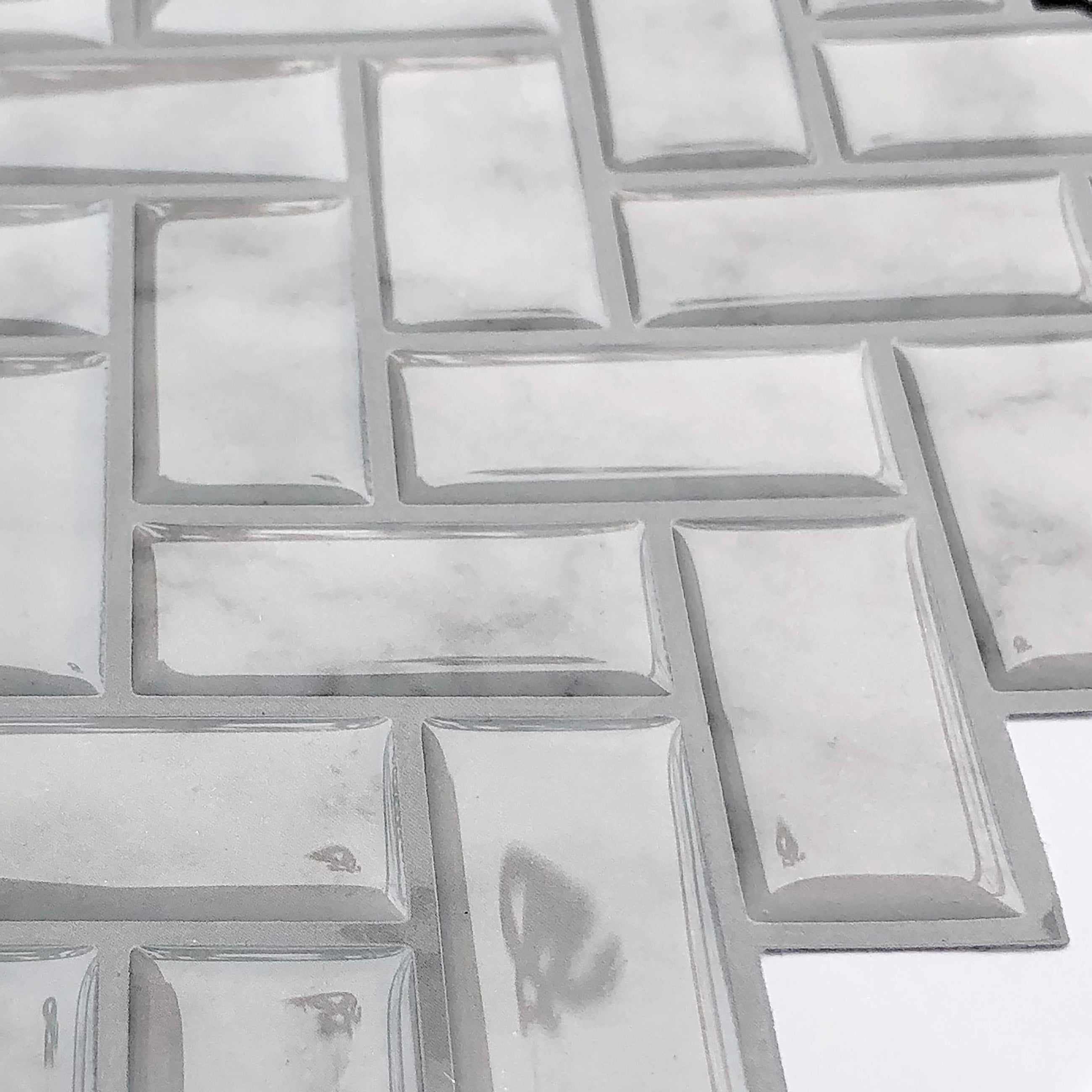 Marble Herringbone Peel and Stick Backsplash Tile - 4 Pack or 8 Pack