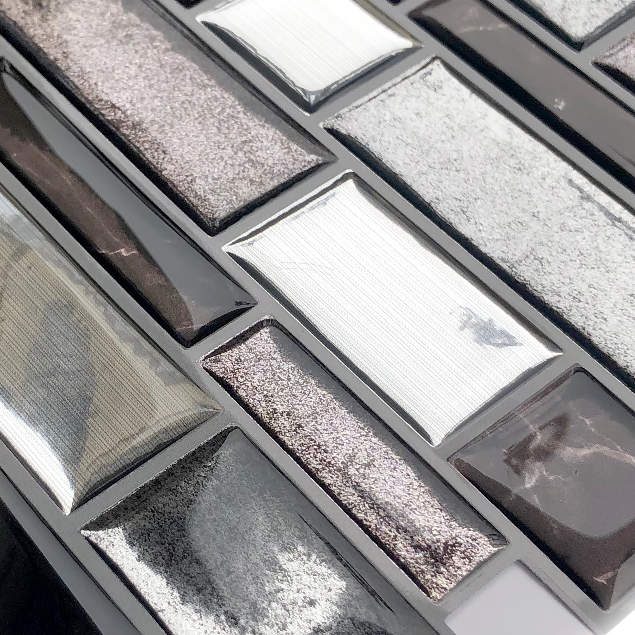 Silver and Black Mosaic Peel and Stick Backsplash Tile - 4 Pack or 8 Pack