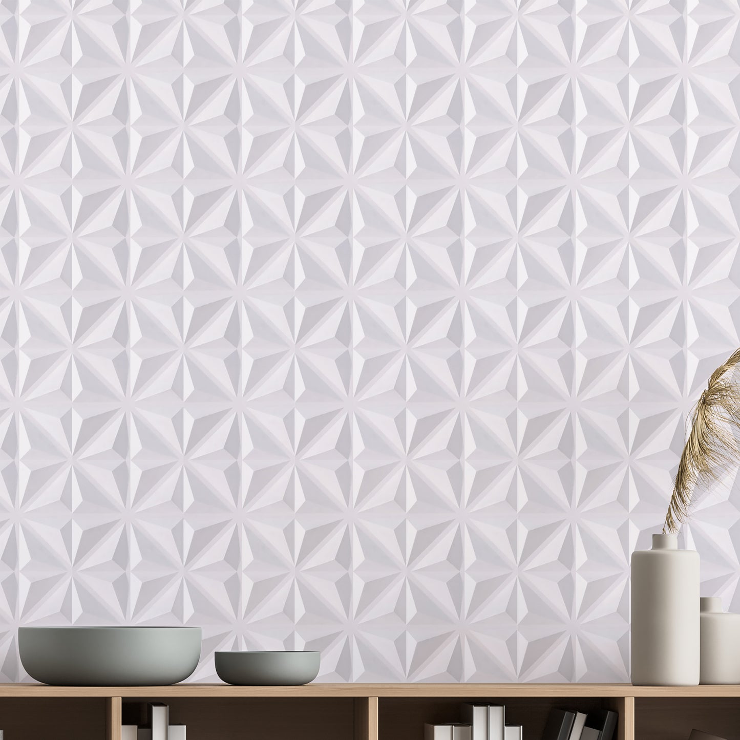 Peel and Stick Wall Tiles - White Geo