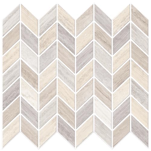 Earth Herringbone – Peel and Stick Wallpaper Tiles 8" x 8" in Natural Textured Pattern