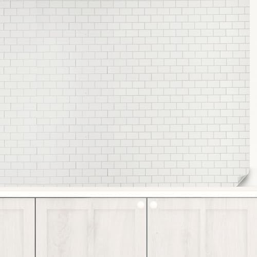 White Subway – Peel and Stick Wallpaper Tiles 8" x 8" for Kitchen Backsplash