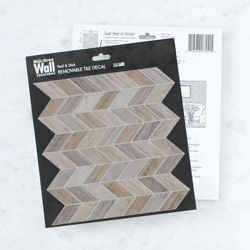 Earth Herringbone – Peel and Stick Wallpaper Tiles 8" x 8" in Natural Textured Pattern