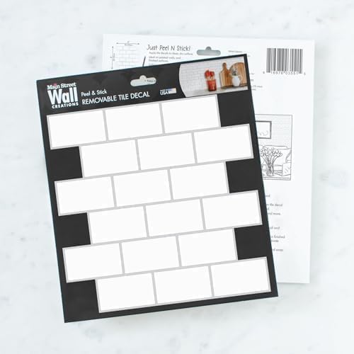 White Subway – Peel and Stick Wallpaper Tiles 8" x 8" for Kitchen Backsplash