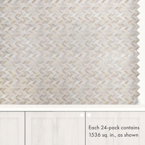 Earth Herringbone – Peel and Stick Wallpaper Tiles 8" x 8" in Natural Textured Pattern