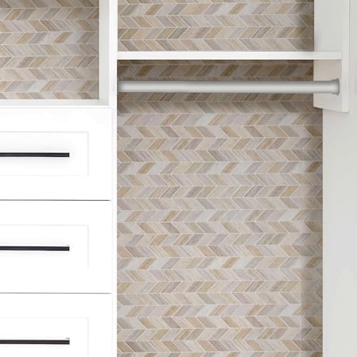 Earth Herringbone – Peel and Stick Wallpaper Tiles 8" x 8" in Natural Textured Pattern