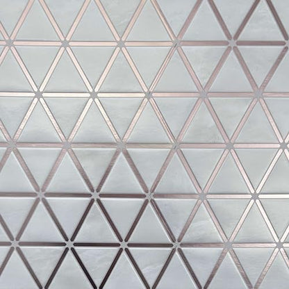 Rose Gold Triangles – Peel and Stick Wall Tile 8x8" in Faux Marble and Metallic Finish