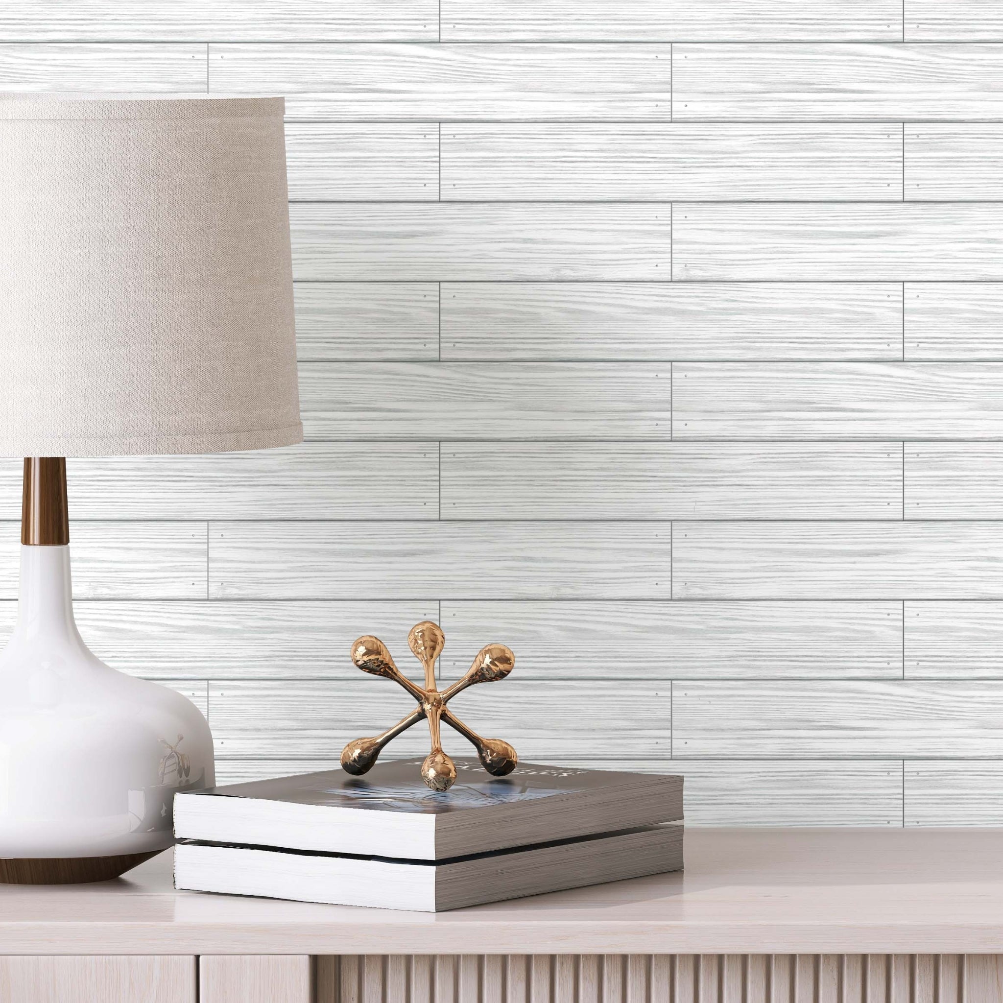 Distressed Wood Grey Peel & Stick Wallpaper Sheets – 12 Pack