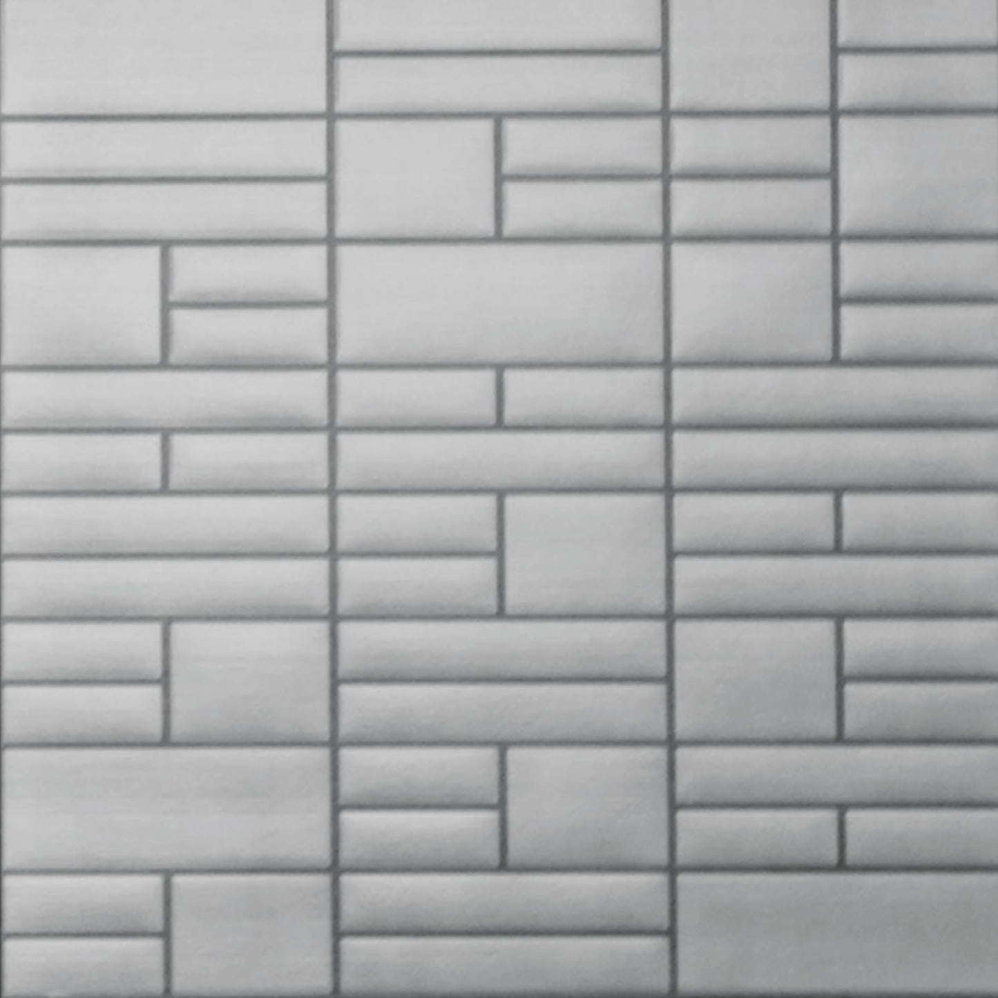 Brushed Silver – Peel and Stick Wallpaper Tiles 8" x 8" in Metallic Faux-Tin Finish