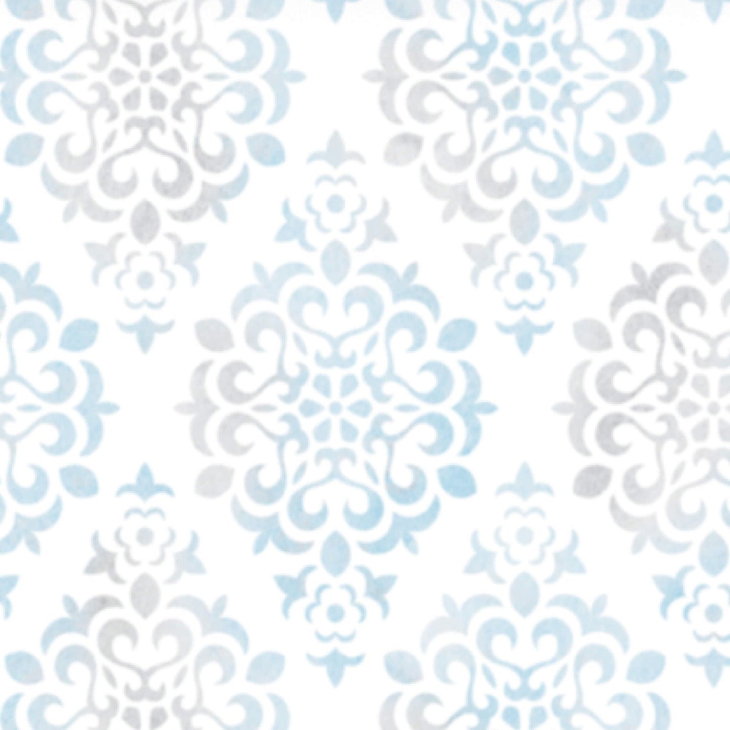 Blue Damask – Peel and Stick Wallpaper Roll 20.5" x 16 ft in Powder Blue and Taupe Damask Print