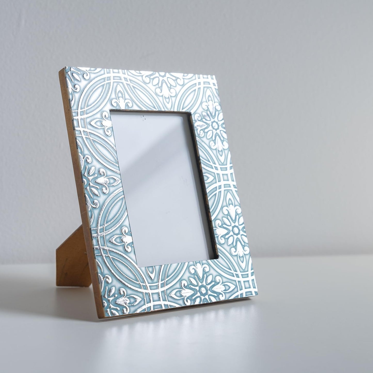 Teal Painted Silver Tile Decal