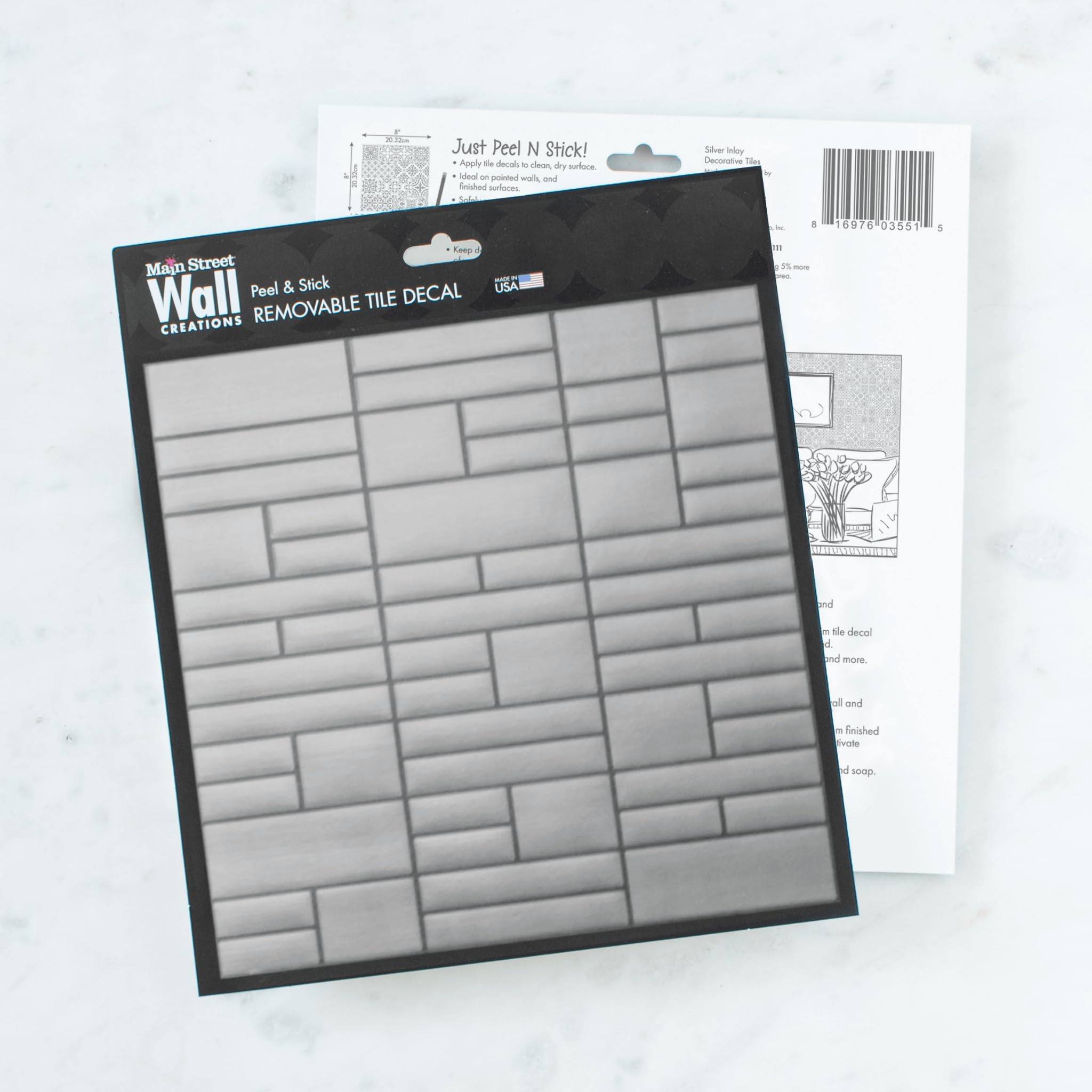 Brushed Silver Peel and Stick Wallpaper Tiles - 24 Pack