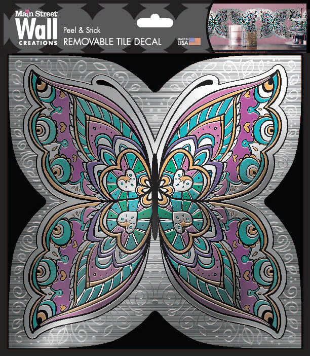 Butterfly Swirls Peel and Stick Wallpaper Tiles - 24 Pack