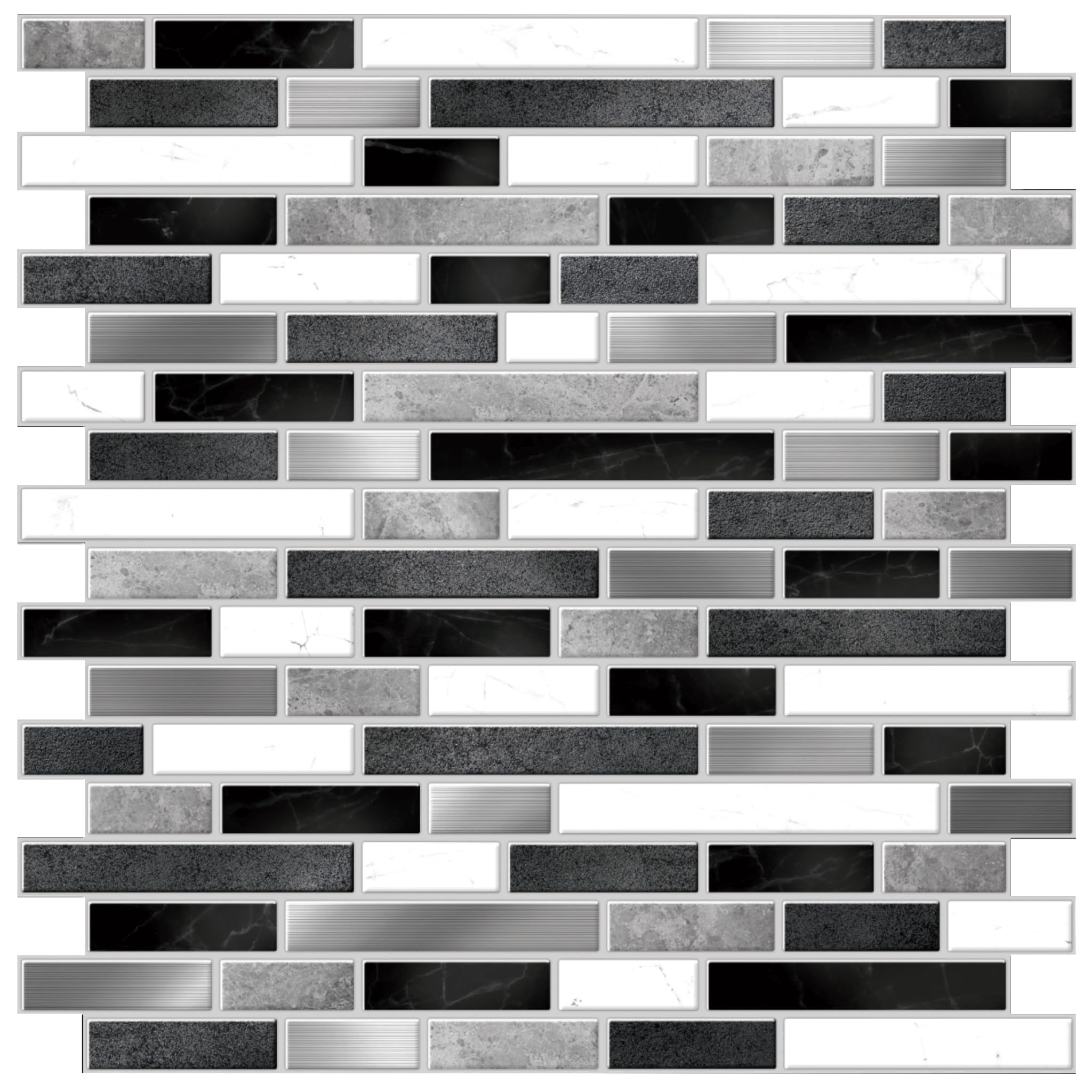 Black and White Mosaic Peel and Stick Wallpaper Tiles - 24 Pack