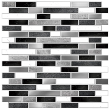 Black and White Mosaic Peel and Stick Wallpaper Tiles - 24 Pack
