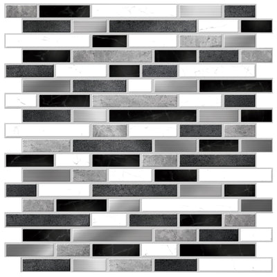 Black and White Mosaic Peel and Stick Wallpaper Tiles - 24 Pack
