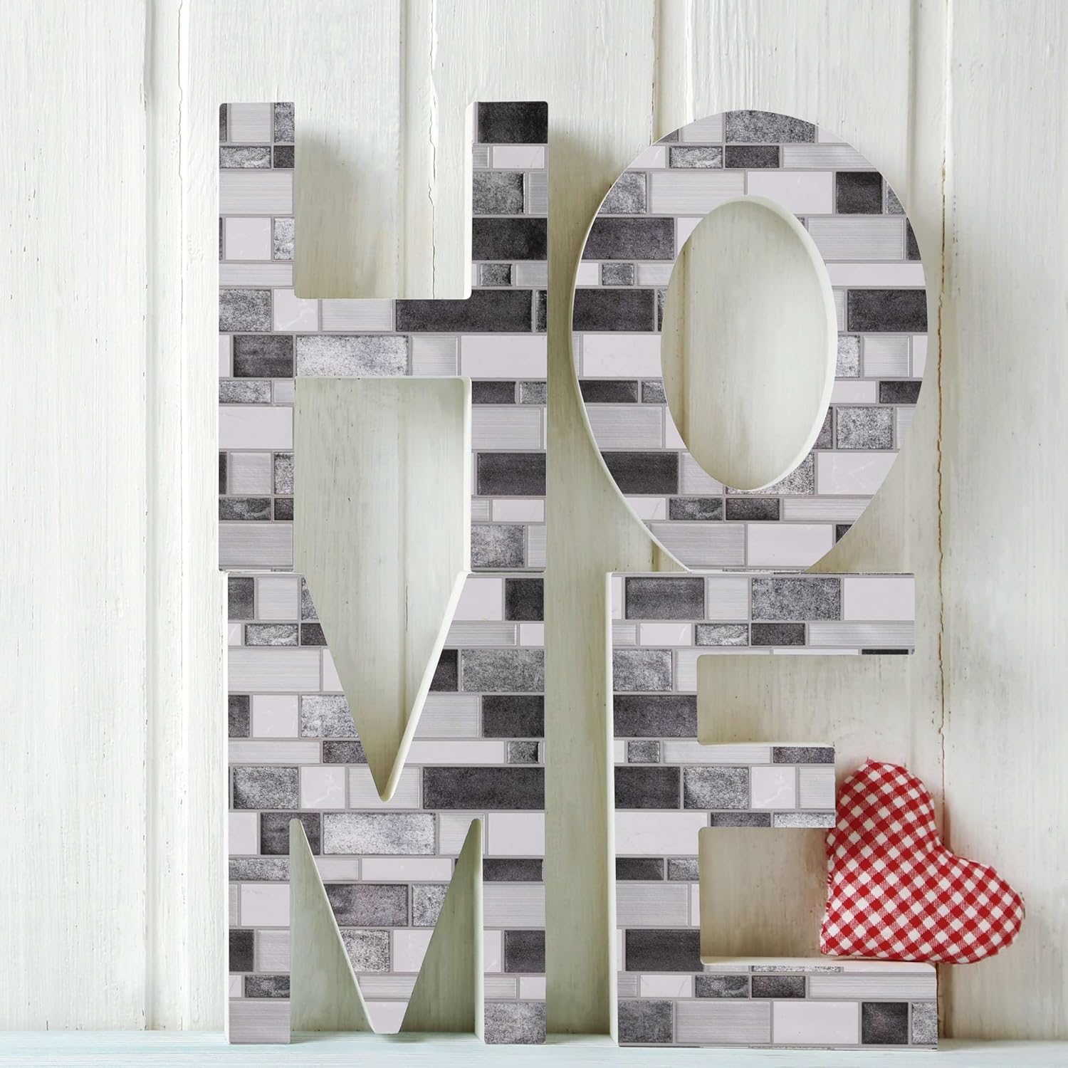 Silver and White Mosaic Peel and Stick Wallpaper Tiles - 24 Pack