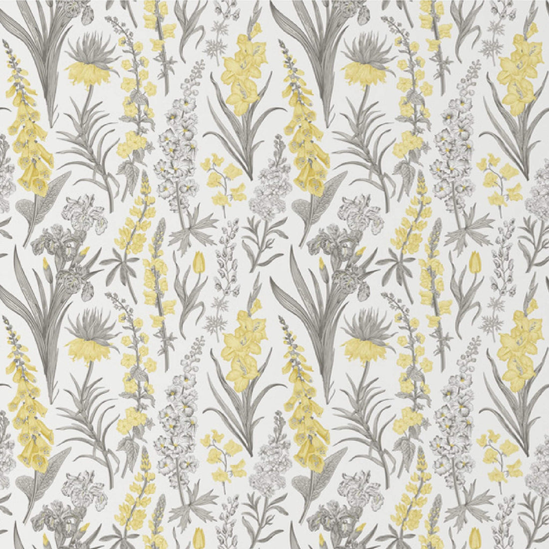 Yellow & Grey Botanical Peel and Stick Wallpaper Roll