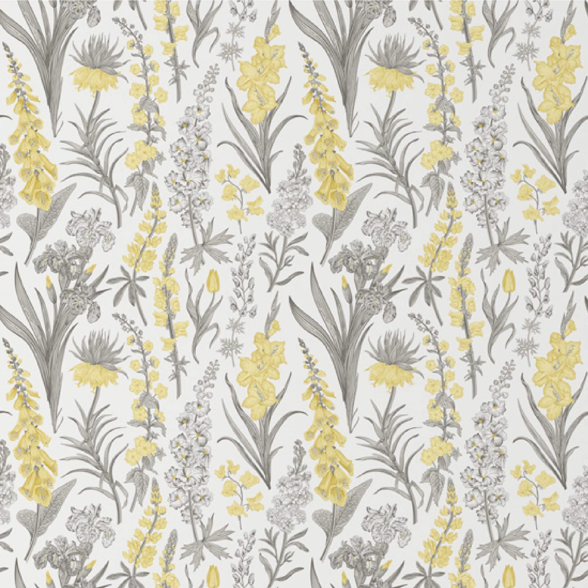 Yellow & Grey Botanical Peel and Stick Wallpaper Roll