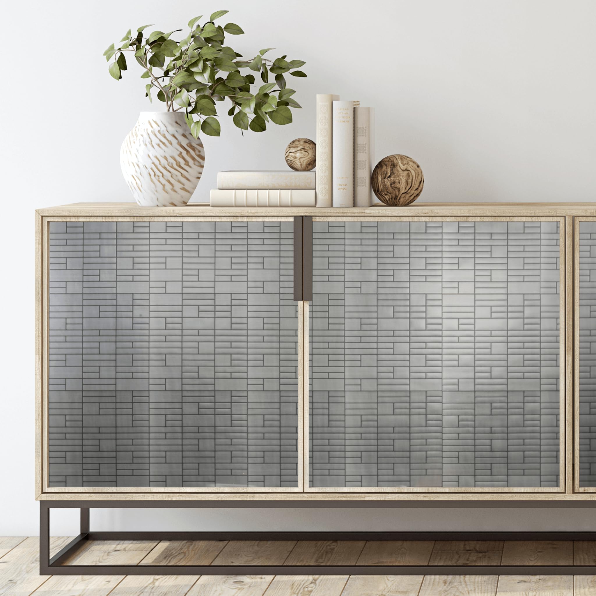 Brushed Silver Peel and Stick Wallpaper Tiles - 24 Pack