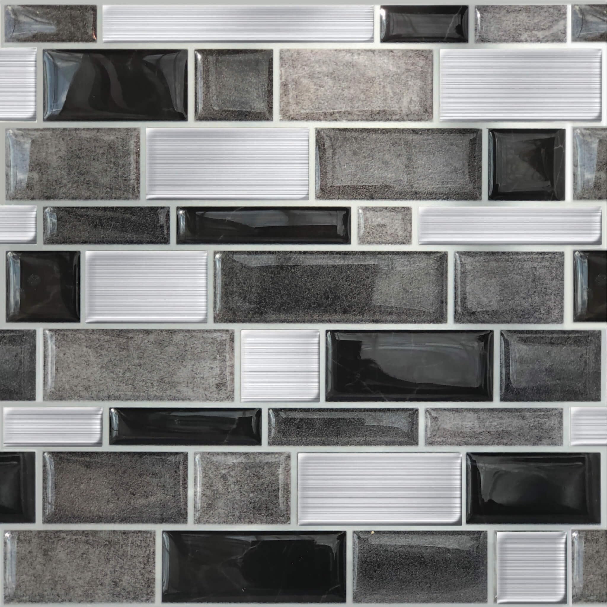 Silver and Black Mosaic Peel and Stick Backsplash Tile - 4 Pack or 8 Pack