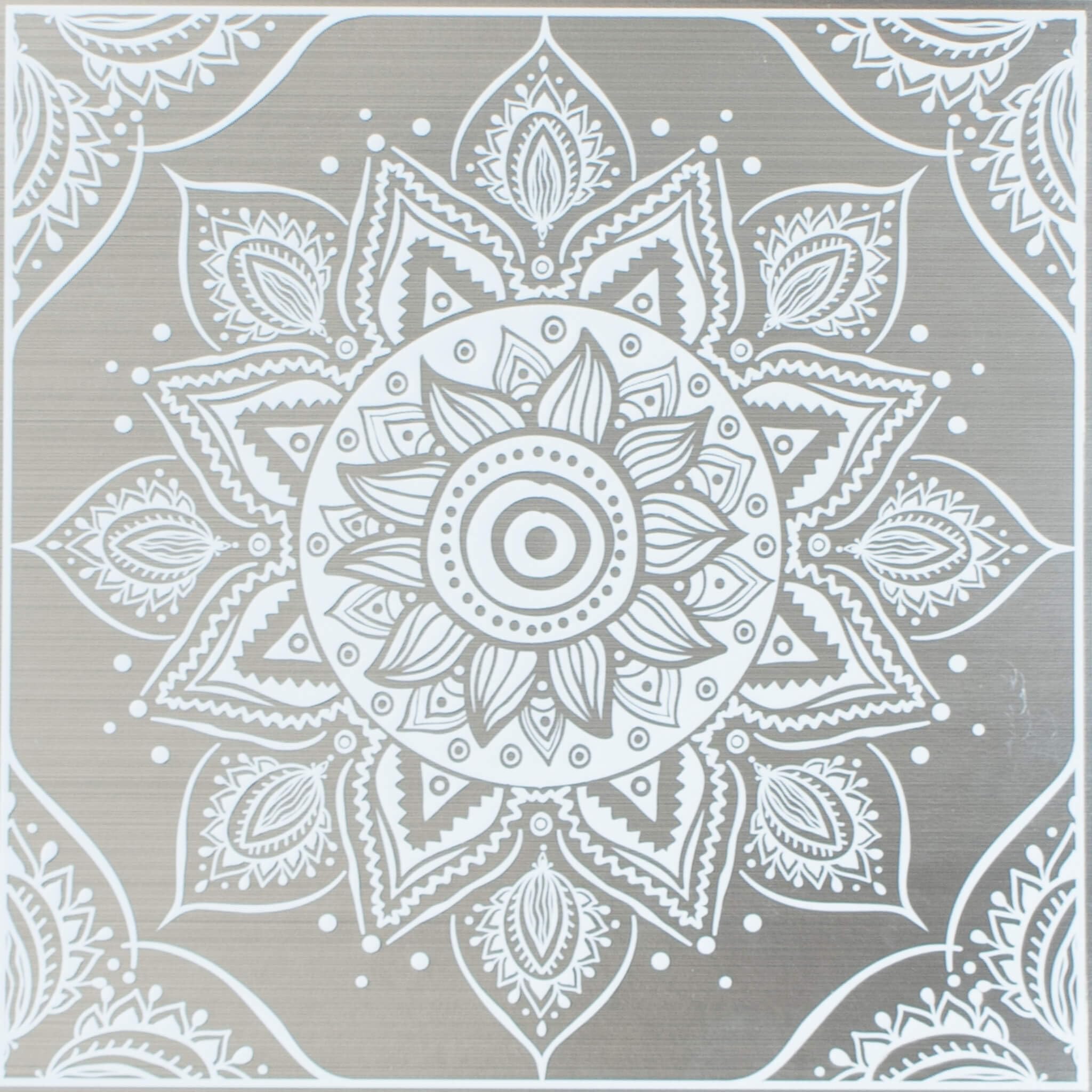 White Mandala Peel and Stick Wallpaper Tiles - 24 Pack