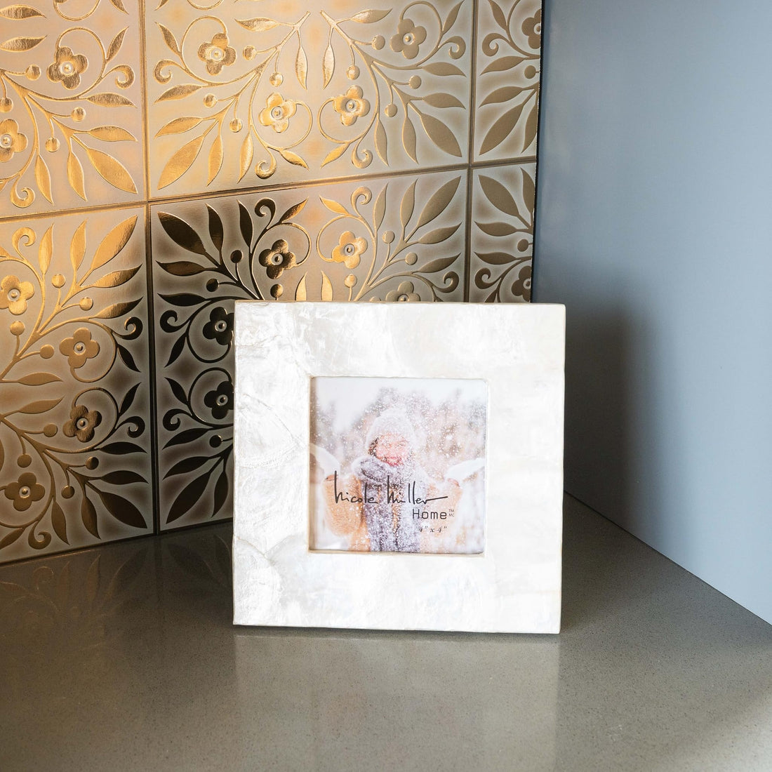 White and Gold Leaves Peel and Stick Wallpaper Tiles - 24 Pack