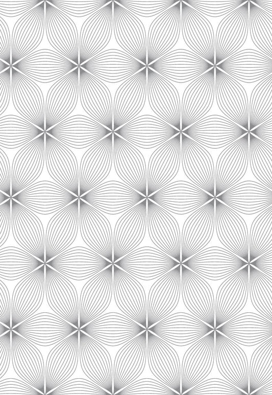 Radiate Beauty – Peel and Stick Wallpaper Sheets – Eco-Friendly 11x16" Removable Wall Décor with Grey Geometric Floral Design