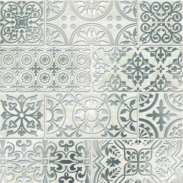 White Silver Inlay Peel and Stick Wallpaper Tiles - 24 Pack
