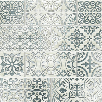 White Silver Inlay Peel and Stick Wallpaper Tiles - 24 Pack