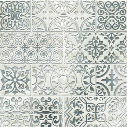 White Silver Inlay Decorative Peel and Stick Tile – Removable 8x8" Wallpaper Accent for DIY & Home Decor