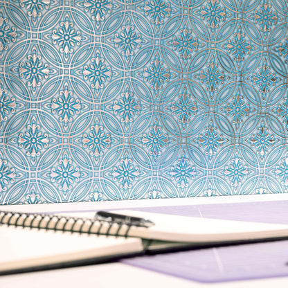 Teal Painted Silver Tile – Removable 8x8" Peel and Stick Metallic Wall Tile for DIY & Home Decor