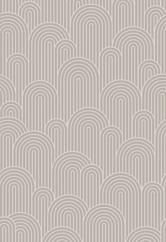 Embrace Your Curves – Peel and Stick Wallpaper Panel 16 x 24" in Taupe Arch Pattern