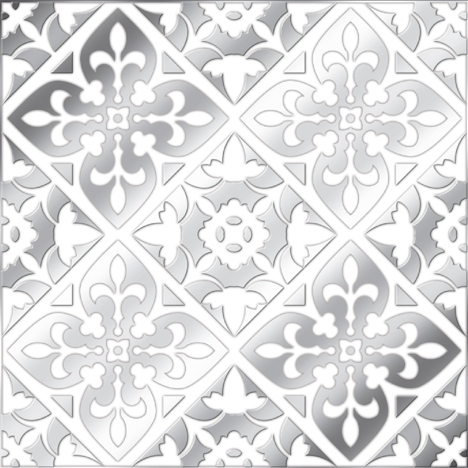 Silver and White Diamonds Peel and Stick Wallpaper Tiles - 24 Pack