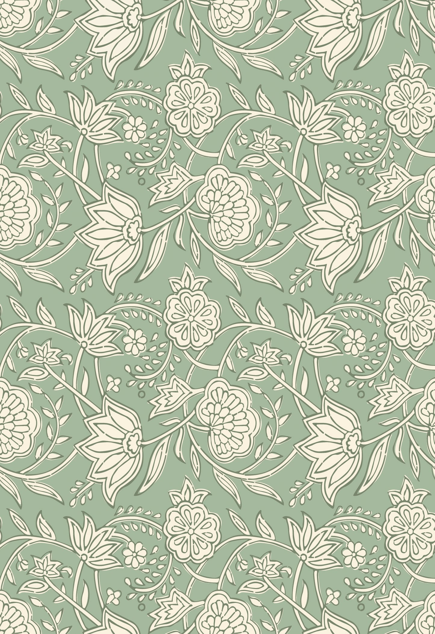 Peel and Stick Wallpaper Sheets – Block Print Floral Design