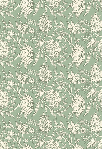 Peel and Stick Wallpaper Sheets – Block Print Floral Design