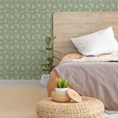 Peel and Stick Wallpaper Sheets – Block Print Floral Design