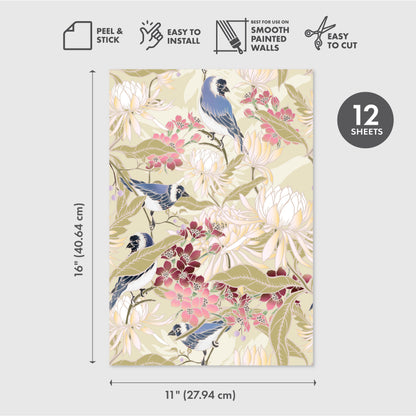 Eco-Friendly Peel and Stick Wallpaper Sheets 11” x 16” – Blossoms and Besties